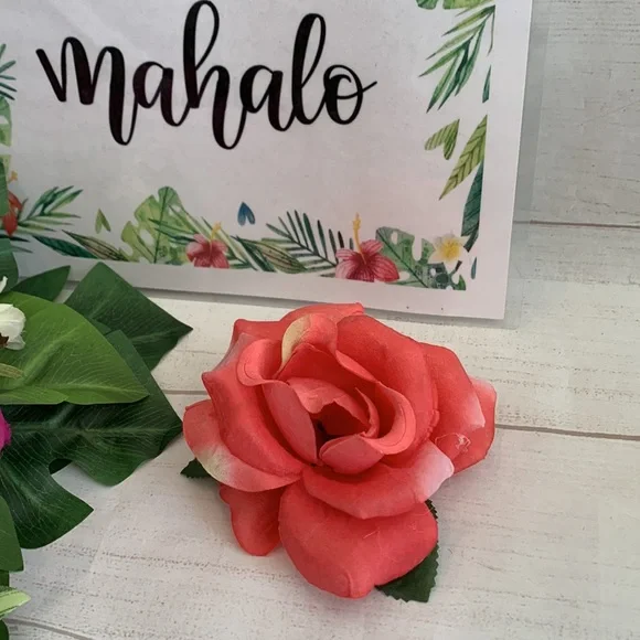 Pink Rose Pinup Rockabilly Hair Flower - Picture 5 of 5